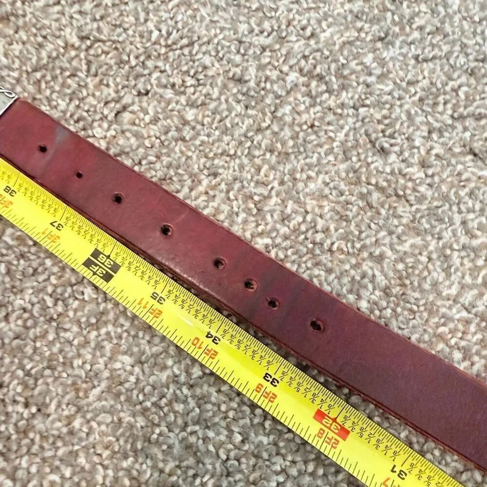 Vintage Brown Concho Western Cowboy Belt Large 33” Leather Southwestern Bull